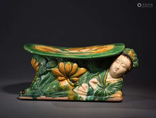 A SANCAI-GLAZED PILLOW, TANG DYNASTY