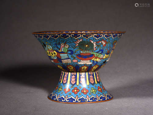 A CLOISONNÉ ENAMEL STEAM CUP, 19TH CENTURY