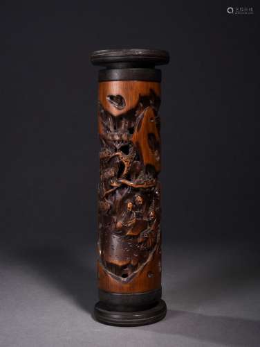 A BAMBOO-ROOT CARVING OF INCENSE HOLDER, 18TH CENTURY