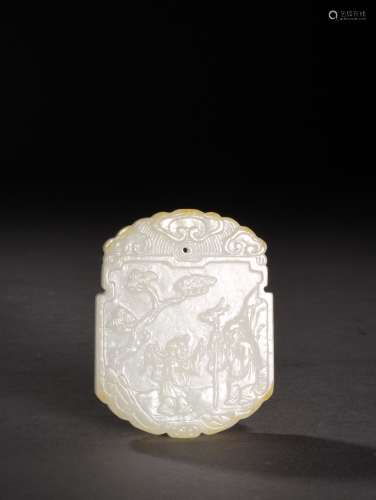 A WHITE JADE PLAQUE, 18TH CENTURY