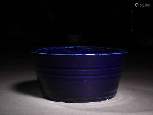 A BLUE GLAZED BANDED WASHER, 19TH CENTURY