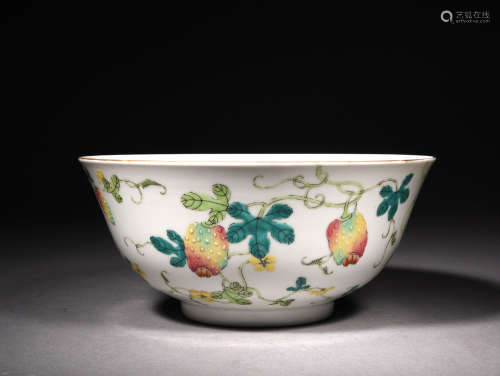 A FAMILLE ROSE BALSAM PEAR BOWL, 19TH CENTURY
