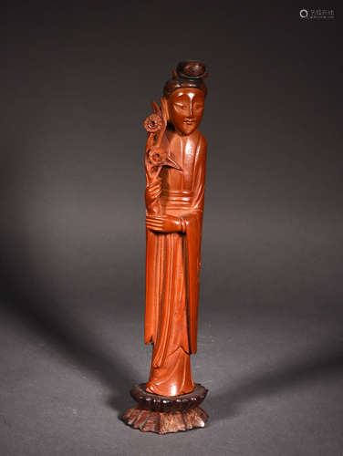 A CARVED WOOD ELEGANT BEAUTY, REPUBLIC PERIOD