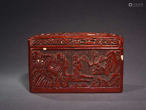 A CARVED CINNABAR LACQUARE BOX AND COVER, 16TH CENTURY