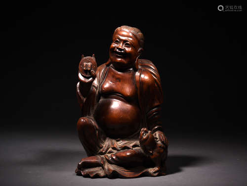 A CARVED WOOD LIUHAI AND TOAD, 18TH/19TH CENTURY