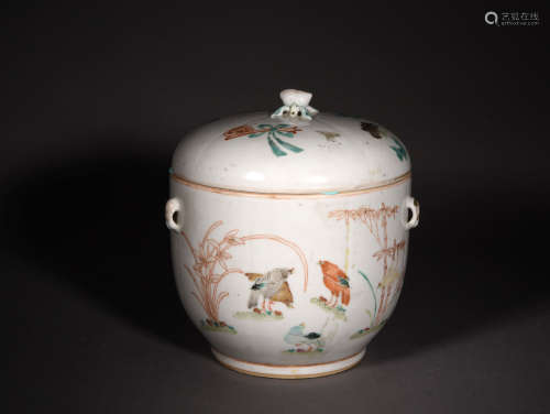 A FAMILLE ROSE WARMING BOWL, 19TH CENTURY