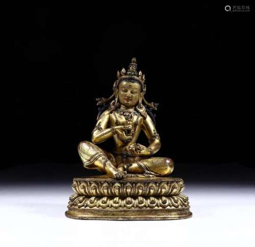 A CHINESE COPPER GILT DOLMA STATUE, QING DYNASTY