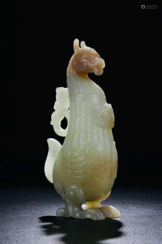 A CHINESE WHITE JADE MYTHICAL BEAST SHAPED CUP, QING