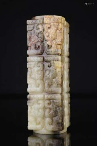 A CHINSES WHITE JADE CONG, QING DYNASTY