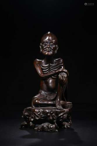 A CHINESE ROSEWOOD FIGURE OF BUDDA, QING DYNASTY