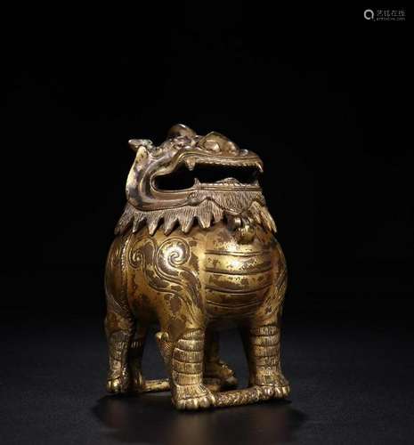 A CHINESE COPPER GILT CENSER, QING DYNASTY