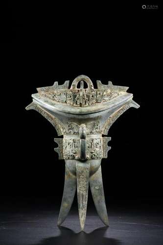 A CHINESE BRONZE WINE CUP, WARRIOR STATE