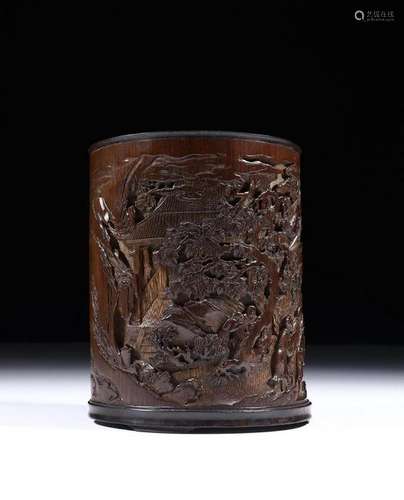 A CHINESE BAMBOO BRUSH POT, QING DYNASTY