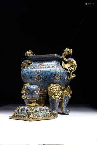 A CHINESE CLOISONNE ENAMEL CENSER, QIANLONG SIC