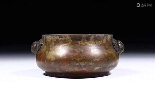 A CHINESE COPPER CENSER, WITH HUZHIMING FOUR CHARACTER