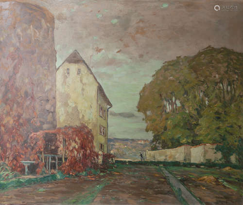 Egersdörfer, Andreas Julius Theodor (1866 in Nürnberg-1946 in Frankfurt a. Main),Ortsansicht, Öl/