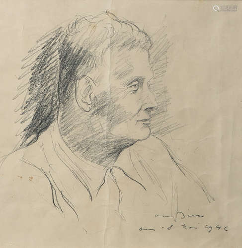 Dill, Otto (1884 - 1957), Herrenportrait, Bleisift/Papier, re. u. sign. u. dat. 