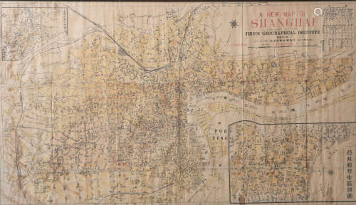 Alter Stadtplan von Shanghai (wohl um 1900/1930), bez. 