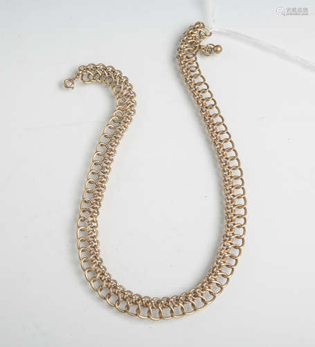 Halskette 14K Gold (wohl 1950/60er Jahre), L. ca. 40 cm, Gewicht ca. 23 g. Altersbed.