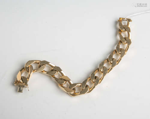 Panzerarmband 750 Gold (wohl 1970/80er Jahre), L. ca. 21 cm, Gewicht ca. 61,60 g.Altersbed.