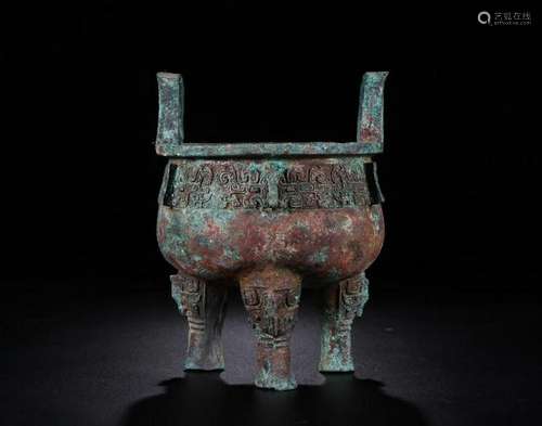 A CHINESE ARCHAIC BRONZE TRIPOD CENSER, QING DYNASTY