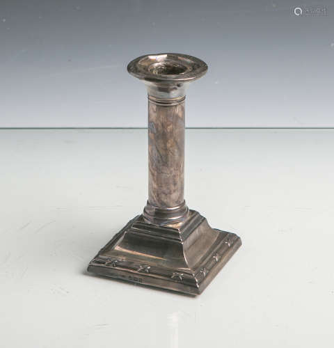 Kl. Kerzenhalter (Birmingham, England, 19. Jahrhundert), Silber, gepunzt: O, B u. S, L,Anker,