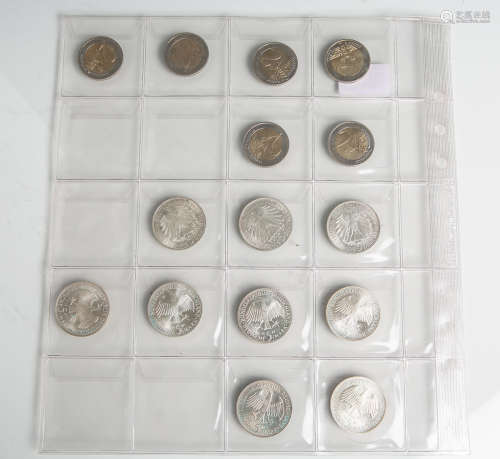 Konvolut Sondermünzen (BRD), Silber/Kupfer/Nickel, 15 Stück, bestehend aus: 6xJubiläumsmünzen 2 Euro