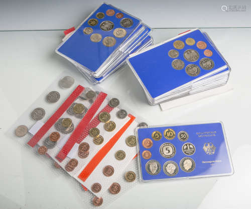 Umlaufmünzsatz (BRD, 1971), Kupfer/Nickel/Stahl, 10 Stück, 1 Pfennig bis 5 DM,Münzprägestätte: F (