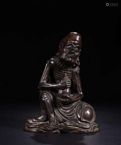 A CHINESE BAMBOO CARVED FIGURE OF  LUOHAN , QING