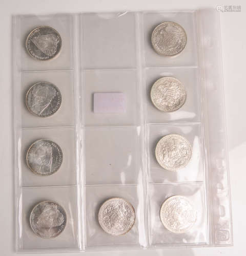 Konvolut von 10 DM-Sondermünzen (BRD, 1987), 625/1000 Silber, 9 Stück, bestehend aus: 5xRömische