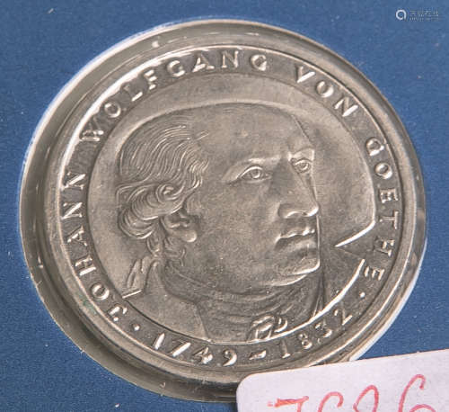 5 DM-Sondermünze (BRD, 1982), Kupfer/Nickel, 150. Todestag von J. W. von Goethe,Münzprägestätte: