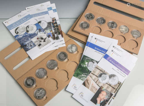 Konvolut von 10-Euro-Sondermünzen (BRD, 1990er/00er Jahre), 925/1000 Silber /Sterlingsilber, 21