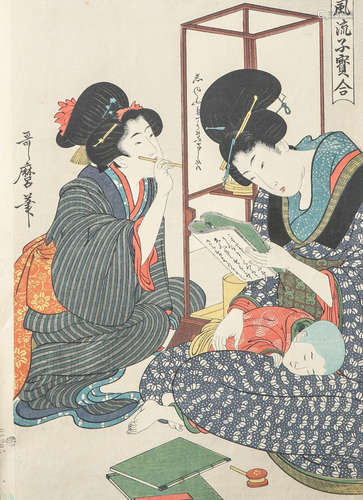 Utamaro (1753-1805), Farbholzschnitt (Japan), rs. bezeichnet Inv. 726603, vorneSammlungsstempel, ca.