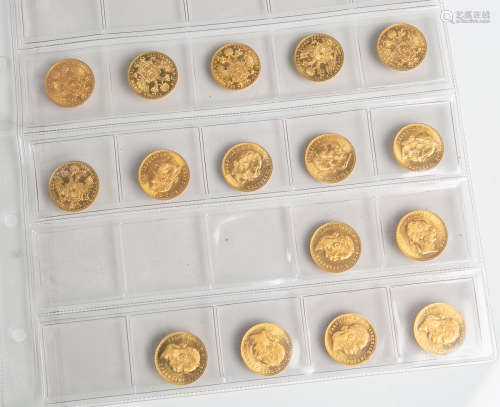 Sammlung von 16 Dukat-Goldmünzen (Österreich, 1915) 986/1000 Gold, Haus Habsburg, FranzJoseph I. (