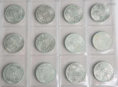 Konvolut von 12 Gedenkmünzen 100 Schilling (Österreich, 1970er Jahre), 640/1000 Silber,