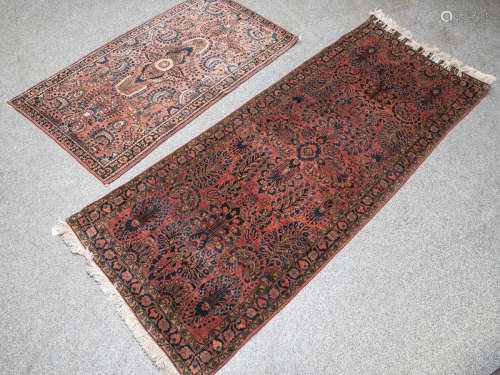 2 Sarough-Läufer (Iran, Persien), florales Muster, handgeknüpft, 1x ca. 194 x 72 cm u. 1xca. 125 x