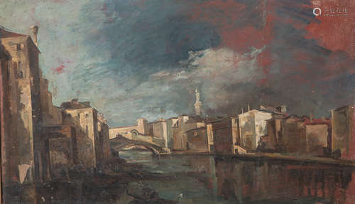 Unbekannter Maler (19./20. Jahrhundert), Ansicht in Venedig, Öl/Malpappe, ca. 34 x 55 cm,gerahmt.