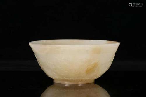 A FINE CHINESE WHITE JADE WITH EIGHT IMMORTALS CARVING,