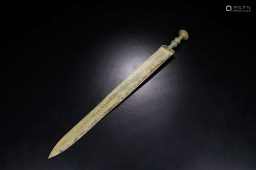 A CHINESE ARCHACI BRONZE SWORD,QING DYNASTY