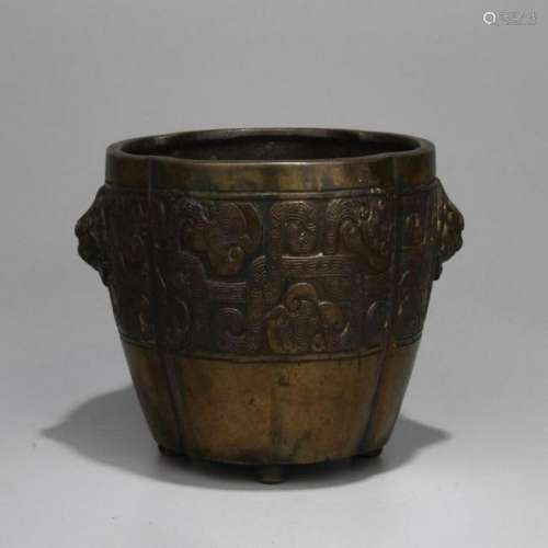 A CHINESE COPPER CENSER, LATER QING DYNASTY