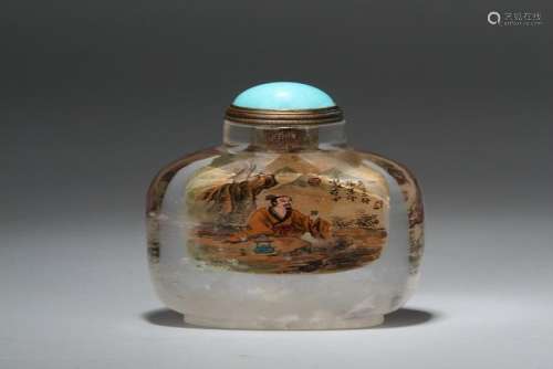 A CHINESE CRYSTAL SNUFF BOTTLE WITH  DINGERZHONG