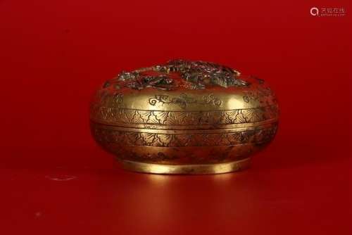 A CHINESE GILT-BRONZE BOX  FROM ROYAL WORKSHOP,