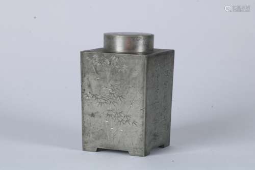 A CHINESE TIN TEABOX MADE BY SHENZHOUSHAN, QING DYNASTY