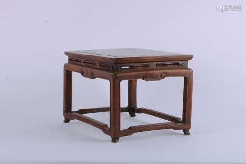 A CHINESE BOXWOOD WITH  ZITAN  TABLE, QIANLONG PERIOD,