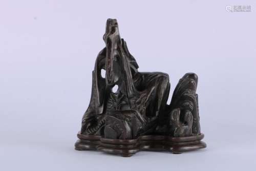A CHINESE ROSEWOOD MOUNTAIN SHAPED ORNAMENT, QIANLONG