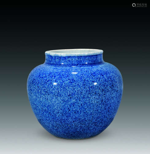 十七世纪 洒蓝釉圆罐