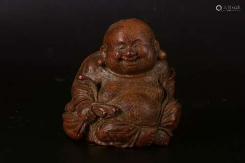 A CHINESE BAMBOO CARVING OF BUDDA STATUE, QING DYNASTY