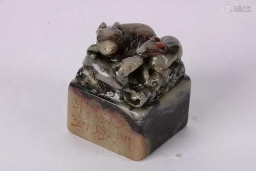 A CHINESE SOAPSTONE SEAL, QING DYNASTY