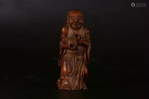 A CHINESE BAMBOO FIGURE OF  LIUHAI , QING DYNASTY