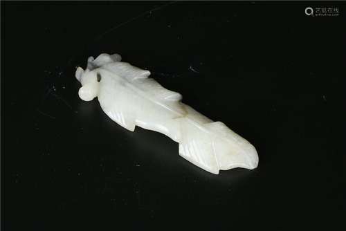 A CHINESE WHITE JADE LAEF SHAPED INK REST, QIANLONG